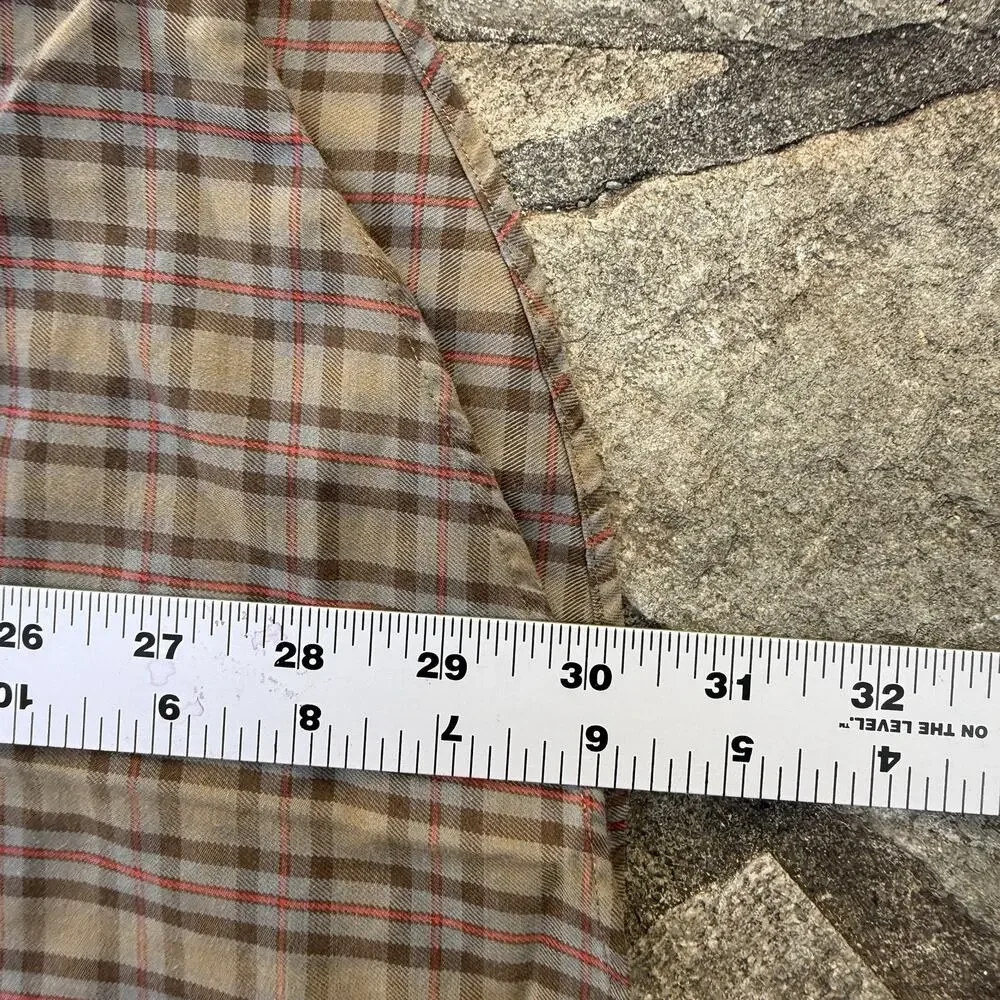 Ralph Lauren Shirt Men Large Brown Olive Plaid Button Up Long Sleeve 100% Cotton